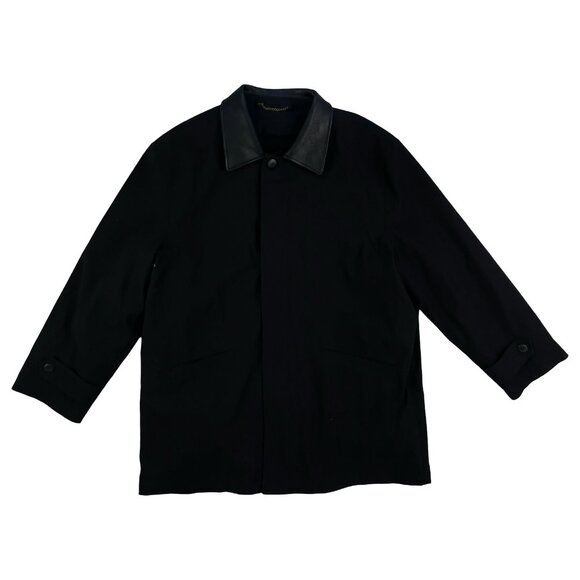 Jos A Bank Coat Size 44R Black Twill All Weather Water Resistant Jacket Overcoat